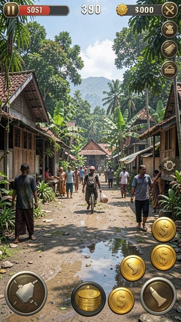 Pemandangan menakjubkan dari level baru.